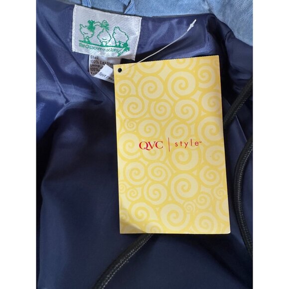 The Quacker Factory Womens Medium Blue Leather Jacket With Sunflower Embroidery - Picture 6 of 16